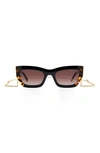 Missoni 53mm Cat Eye Chain Sunglasses In Black Havana Brown