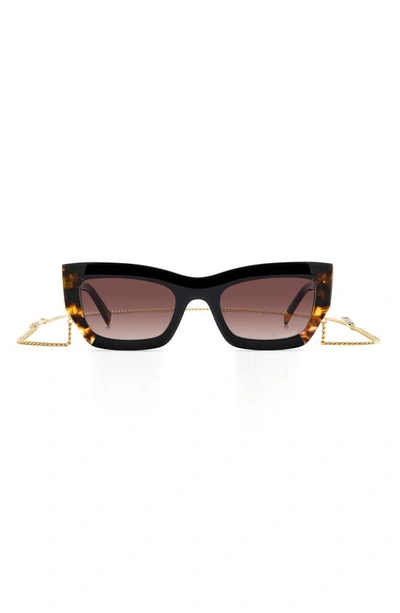 Missoni 53mm Cat Eye Chain Sunglasses In Black Havana Brown