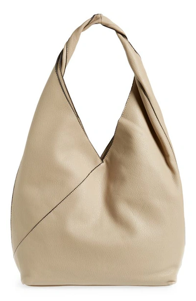 Mali + Lili Katie Oversize Recycled Vegan Leather Hobo Bag In Taupe