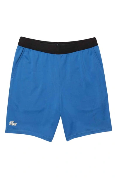 Lacoste Ultra-dry Jacquard Shorts In X0b Vaporous/ Black-b