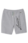 Lacoste Men's Signature Print Cotton Fleece Shorts - 3xl - 8 In Grey