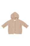 7 A.m. Enfant Fuzzy Hooded Cardigan In Pecan