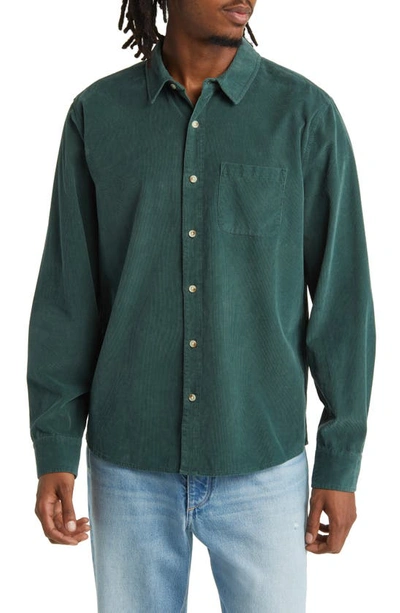 Marine Layer Lightweight Corduroy Button-up Shirt In Bistro Green