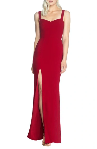 Dress The Population Estella Crepe Trumpet Gown In Red