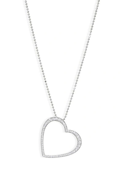 Nadri Pavé Cubic Zirconia Heart Pendant Necklace In Silver