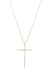 Nadri Pavé Cubic Zirconia Cross Pendant Necklace In Gold