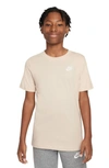 Nike Kids' Embroidered Swoosh T-shirt In Sand Drift