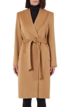 Sofia Cashmere Baby Camel Pick-stitched Wrap Coat In Camel