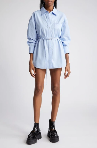 Alexander Wang Blue Tie-waist Minidress In 450 Oxford