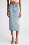 ALEXANDER WANG THONG STRAP DETAIL DENIM MIDI SKIRT