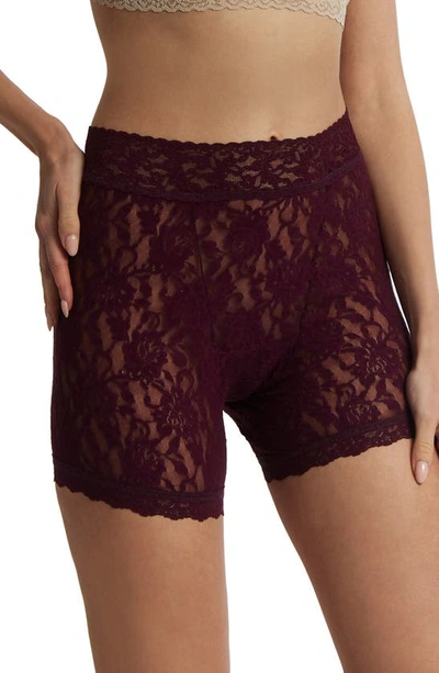 Hanky Panky Signature Lace Boxer Briefs In Dried Cherry