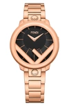 Fendi 36mm Iprg Blk Dial Rsg Bra In Rose Gold