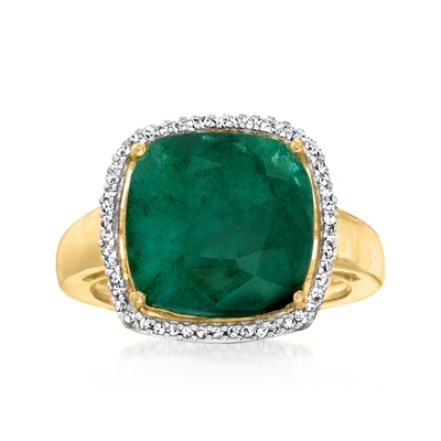 Ross-simons Emerald And . Diamond Halo Ring In 18kt Gold Over Sterling In Green
