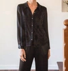 Red Haute Velvet Boyfriend Shirt In Black In Black