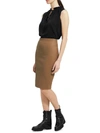 THEORY WOMENS FAUX LEATHER MIDI PENCIL SKIRT