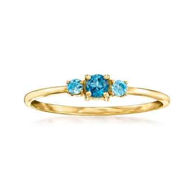 Rs Pure By Ross-simons London And Swiss Blue Topaz 3-stone Ring In 14kt Yellow Gold