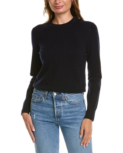 Vince Wool And Silk Double-layer Crop Sweater In Blue