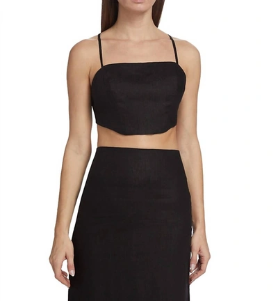 Hevron Women's Helena Open-back Linen Crop Top In Black