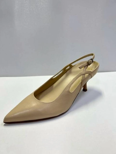 Butter Sadetta Pointed Toe Slingback In Biscuit In Beige