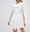 C/meo Collective Women Interrupt Tie Belt Mini Dress In White In White