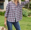 FRANK & EILEEN EILEEN RELAXED BUTTON-UP SHIRT IN WINE AND NAVY PLAID
