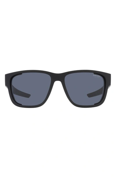 Prada 59mm Pillow Sunglasses In Rubber Black