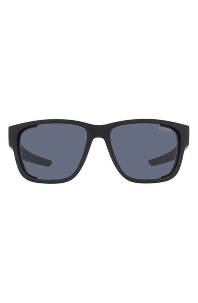 Prada 59mm Pillow Sunglasses In Black Rubber