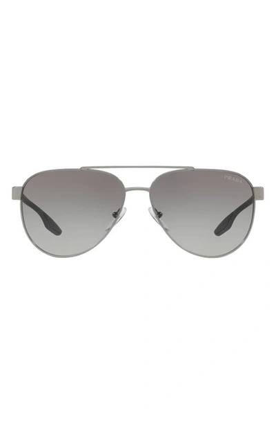 Prada Sport 58mm Gradient Pilot Sunglasses In Dark Gunmetal