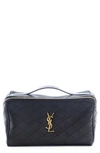 Saint Laurent Vanity Case Ysl Top-handle Bag In Quilted Smooth Leather In Noir