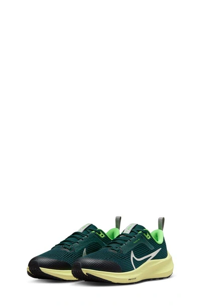Nike Kids' Air Zoom Pegasus 40 Running Shoe In Deep Jungle/ Platinum/ Green