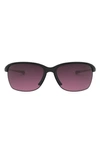 Oakley Unstoppable 65mm Gradient Polarized Oversize Rectangular Sunglasses In Polished Black
