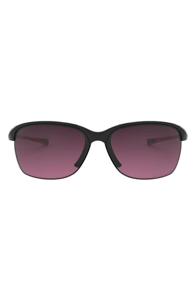 Oakley Unstoppable 65mm Gradient Polarized Oversize Rectangular Sunglasses In Rose Gradient Polarized