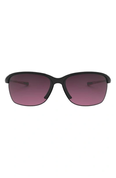 Oakley Unstoppable 65mm Gradient Polarized Oversize Rectangular Sunglasses In Polished Black