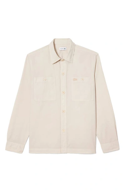 Lacoste Cotton Button-up Overshirt In Eco Beige