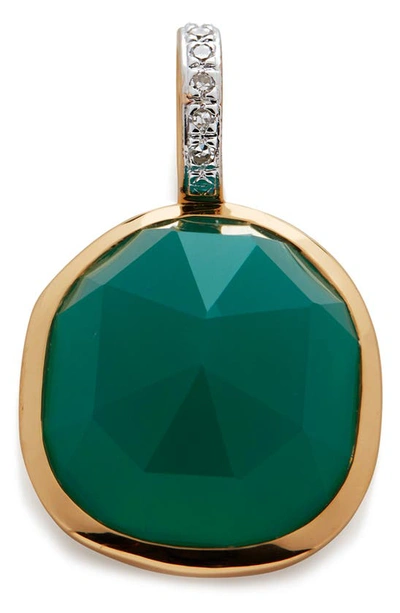 Monica Vinader Siren Green Onyx & Diamond Pendant In 18ct Gold/ Diamond/ Green Onyx