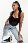 Asos Design Corset Tank Bodysuit In Black