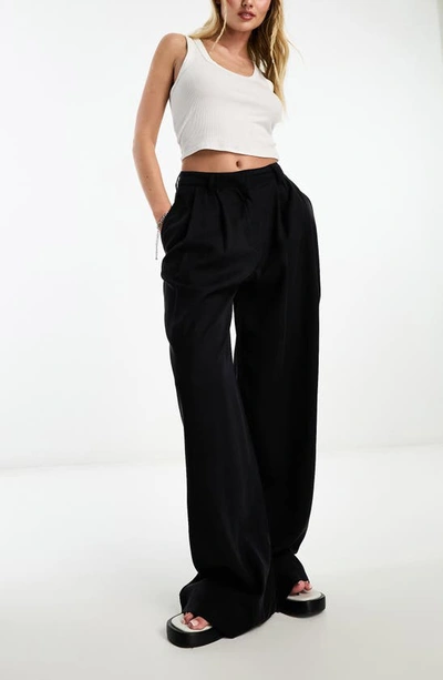 Asos Design Casual Wide Leg Pants In Black