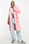 Asos Design Mid Length Dad Coat In Pink