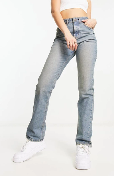 Asos Design '90s Straight Leg Jeans In Mid Blue