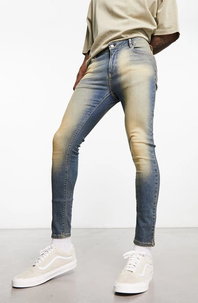 Asos Design Skinny Jeans In Y2k Dark Wash Blue