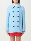 Marni Double-breasted Logo-patch Peacoat In Gnawed Blue
