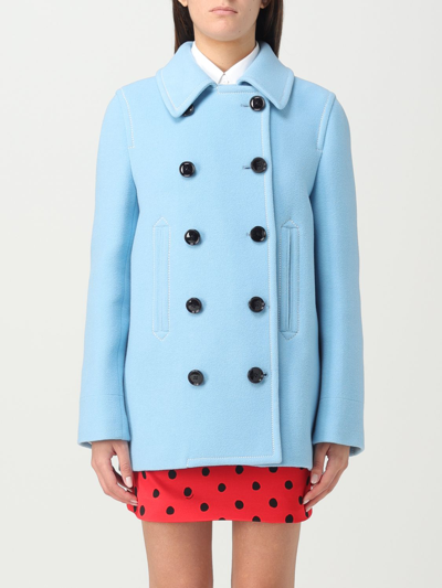 Marni Double-breasted Short Coat In Gnawed Blue