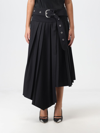 Off-white Pleated Midi Skirt In Tech Drill Fabric In Black