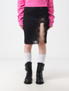 Dsquared2 Lace-detail Virgin Wool Skirt In Black