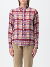 Massimo Alba Button-down Plaid Viscose Shirt In Burgundy
