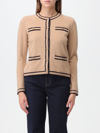 Tory Burch Kendra Cardigan Contrast In Camel