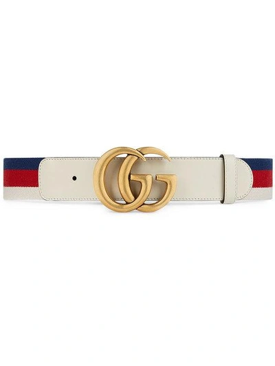 Gucci Sylvie Web Belt With Double G Buckle In White