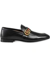 Gucci Leather Loafer With Double G And Web In Black