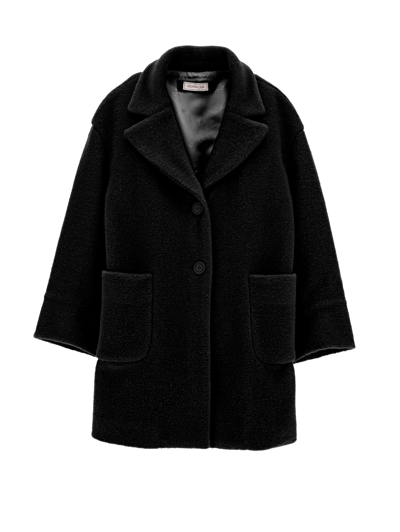 Monnalisa Oversize Heart Coat In Cloth In Black
