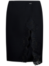 Dsquared2 Lace-detail Virgin Wool Skirt In Black